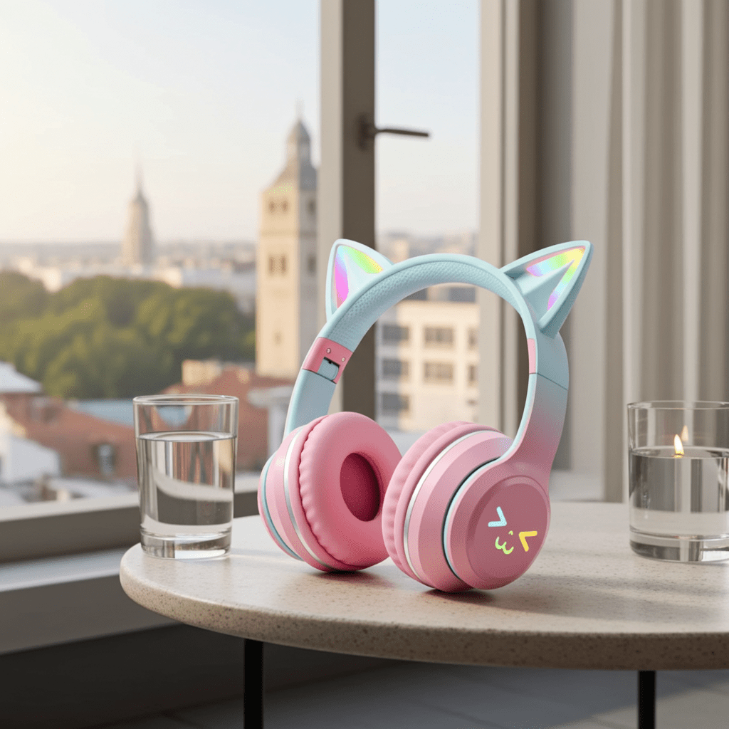 Cat Ear Wireless Headphones – Bluetooth, Foldable, Pink - CasaNova