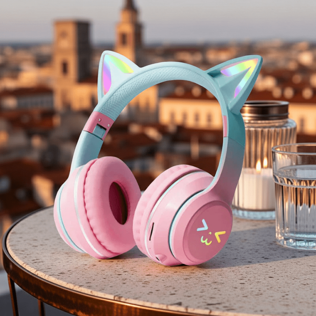 Cat Ear Wireless Headphones – Bluetooth, Foldable, Pink - CasaNova