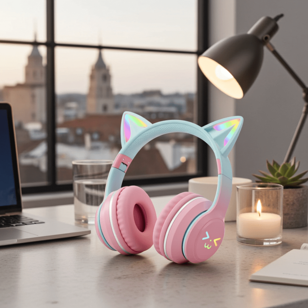 Cat Ear Wireless Headphones – Bluetooth, Foldable, Pink - CasaNova