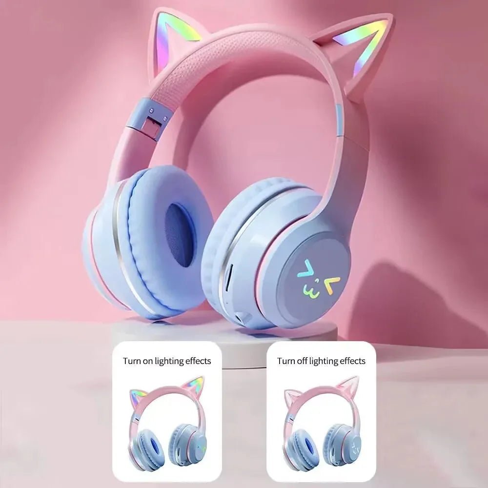 Cat Ear Wireless Headphones – Bluetooth, Foldable, Pink - CasaNova