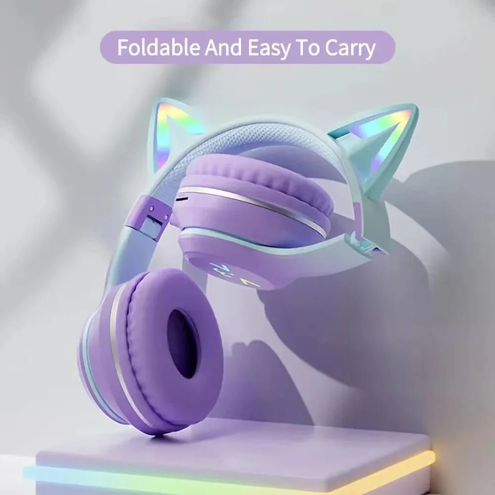 Cat Ear Wireless Headphones – Bluetooth, Foldable, Pink - CasaNova