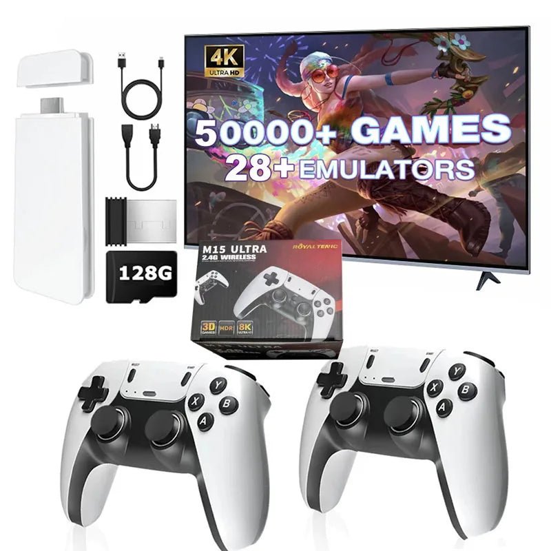 Game Stick M15 Ultra 4K – 40,000+ Games, 2 Wireless Controllers, 64G/128G - CasaNova