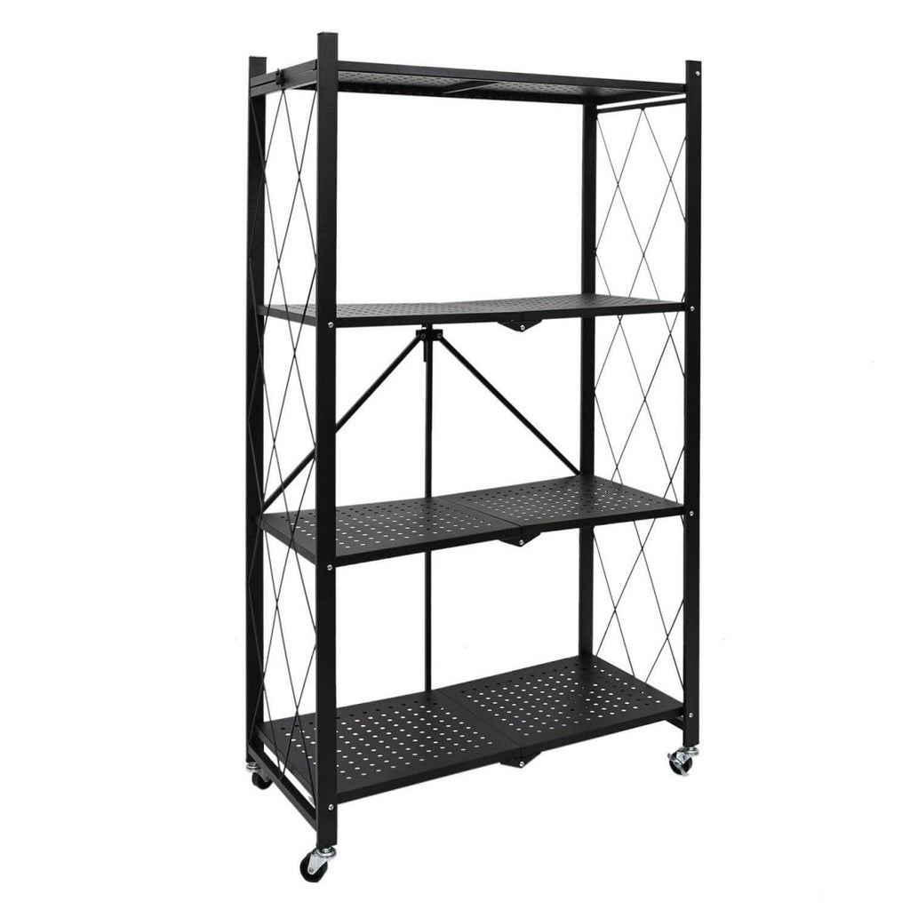 Étagères de rangement en métal robustes à 5 niveaux avec roues et pliable